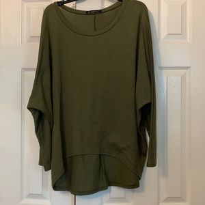Olive Hi-Lo Tunic with Dolman Sleeves